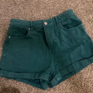 Green Denim Pacsun Mom Shorts